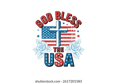 God Bless The USA, 4th Of July USA Sublimation T Shirt Design