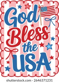 God bless the USA, Patriotic Coquette , American , Red White and Blue , Hand Drawn, USA , Coquette, Preppy Patriotic