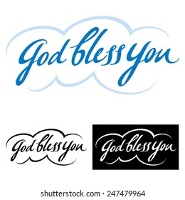 God bless you - abstract vector word phrase, good wish and blessing