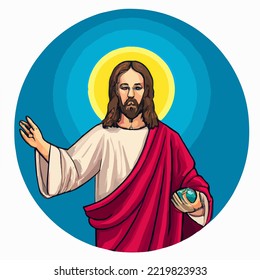 God, Church, Religion, Heaven, Christianity, Jesus Christ Portrait, Jesus Christ Drawing, Jesus Christ Vector Illustration Design
