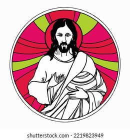 God, Church, Religion, Heaven, Christianity, Jesus Christ Portrait, Jesus Christ Drawing, Jesus Christ Vector Illustration Design

