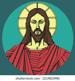 God, Church, Religion, Heaven, Christianity, Jesus Christ Portrait, Jesus Christ Drawing, Jesus Christ Vector Illustration Design
