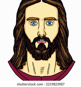 God, Church, Religion, Heaven, Christianity, Jesus Christ Portrait, Jesus Christ Drawing, Jesus Christ Vector Illustration Design
