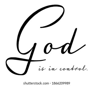 God is in control vector graphic on white background 