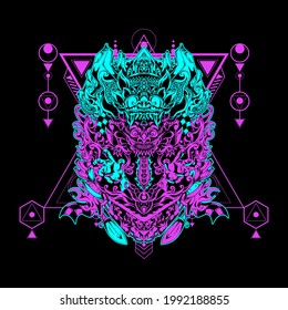 God Culture Illustration with sacred geometry can use for gaming logo, t-shirt design