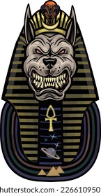 God of death with arch symbol from Egypt mythology Anubis 
