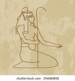 God of Egypt nun on grunge background - vector illustration