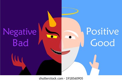 God And Evil In Same Person, Surreal Faces Vector