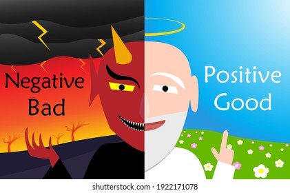 God And Evil In Same Person, Surreal Faces Vector