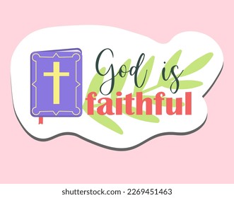 god is faithful. Christian symbols. bible and palm branches. Palm Sunday sticker.christian sticker.Palm branch. The entry of jesus into jerusalem. 