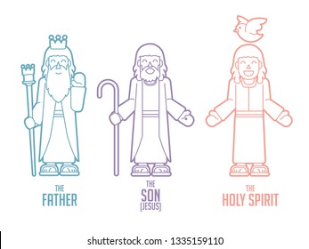 God Father Son Holy spirit cartoon graphic vector