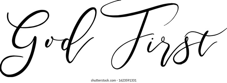 God First Vector Template. Lovely Quote for Printings: Wall Decor or Interiors, Cards, Shirts, Cushions, etc.  