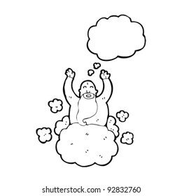 god floating on cloud cartoon