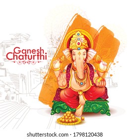 God Ganesha Illustration For Happy Ganesh Chaturthi
