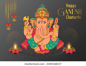 God Ganesha Illustration for Happy Ganesh Chaturthi indian festival