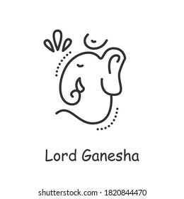 God Ganesha line icon. Lord of wisdom. Ganesh Chaturthi festival. Hindu deity with elephant face. Indian culture, traditions and customs. Isolated vector illustration. Editable stroke 