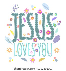 God gives people hope. The Bible, the word of God. Christianity. The number of believers is growing. The inscription Jesus Christ loves you. Holy places. Bible study concept. Colorful vector