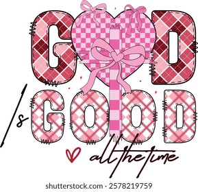 God Is Good All The Time - Retro Christian Valentine t-shirt design, Jesus Valentine t-shirt design, Retro Religious Valentine png, Happy Valentine's day T-shirt Design