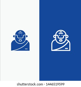 God, Greek, Mythology, Old Line and Glyph Solid icon Blue banner Line and Glyph Solid icon Blue banner