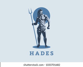 God Hades or Pluto. Vector emblem.