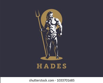 God Hades or Pluto. Vector emblem.