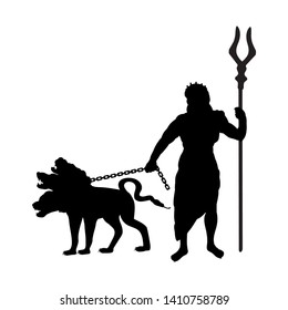 God Hades silhouette ancient mythology fantasy. Vector illustration.