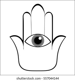 god hamsa hand symbol Eye Islam  vector illustration
