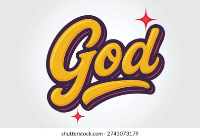 God Hand Lettering Typography Vector Template