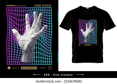 God Hands Tshirt Design. Trendy Vertical Design Template For Print T Shirt Fashion Clothing Poster And Merchandise. Premium Vintage Aesthetic Tshirt Design