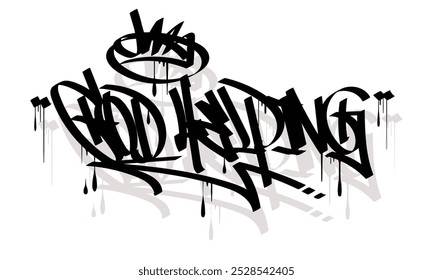 GOD HELPING diseño de estilo de etiqueta de graffiti