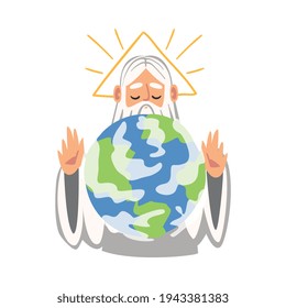 God or Holy Father Creating the World as Narrative from Bible Vector Illustration