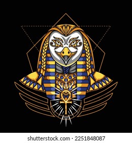 God of Horus Head Egypt Mythology Vector Illustration