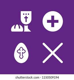god icon. 4 god set with holy, last supper and cross vector icons for web and mobile app