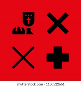 god icon. 4 god set with last supper and cross vector icons for web and mobile app