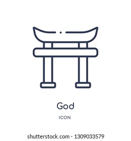 god icon from religion outline collection. Thin line god icon isolated on white background.