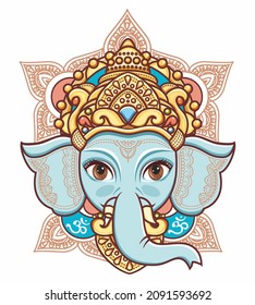 The god of Indian mythology Ganesh Beautiful idols of Lord Ganesha elephant headed Hindu God Beautiful idols of Lord Ganesha Beautiful hand drawn tribal style elephant