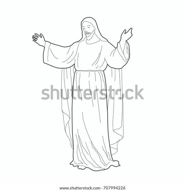 God Jesus Christian Outline Vector Christmas Stock Vector (royalty Free 