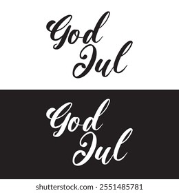 God Jul – Merry Christmas Swedish language, Calligraphy brush text banner with white and black background. God Jul, means Merry Christmas. Vector illustration. EPS 10