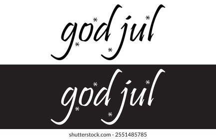 God Jul – Merry Christmas Swedish language, Calligraphy brush text banner with white and black background. God Jul, means Merry Christmas. Vector illustration. EPS 10