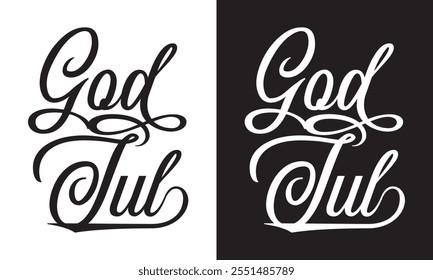 God Jul – Merry Christmas Swedish language, Calligraphy brush text banner with white and black background. God Jul, means Merry Christmas. Vector illustration. EPS 10