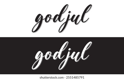 God Jul – Merry Christmas Swedish language, Calligraphy brush text banner with white and black background. God Jul, means Merry Christmas. Vector illustration. EPS 10