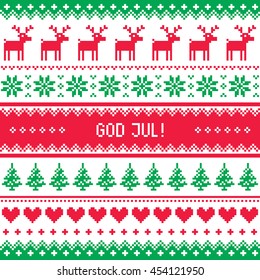 God Jul pattern - Merry Christmas in Swedish, Danish or Norwegian 