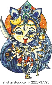 God Kali, The Indian God Eliminates obstacles. Drawing And Illustrated by ArtByUncle 2. 