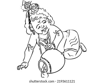 God Little Krishna Vector Image