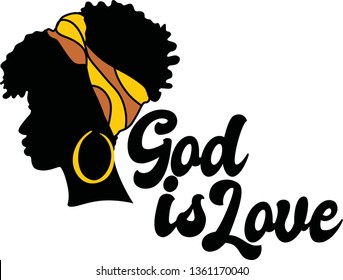 God is love, Afro woman vector