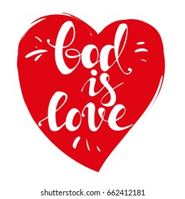 God is love calligraphic text symbol of Christianity hand drawn vector illustration sketch