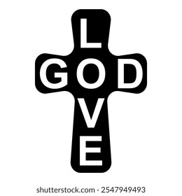 God love faith, cross with text religious christian symbol