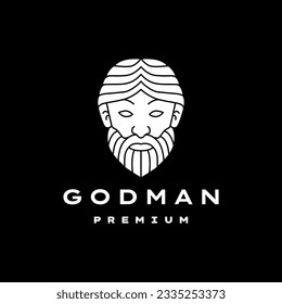 God Man Bearded Greek Logo Vector Icon Illustration