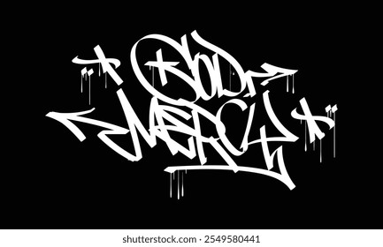 Diseño de estilo de etiqueta de graffiti GOD MERCY