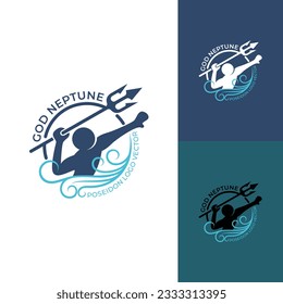 God neptune logo with simple design, marine life logos